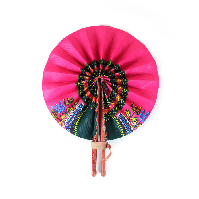 African Traditional Folding Fan Pink