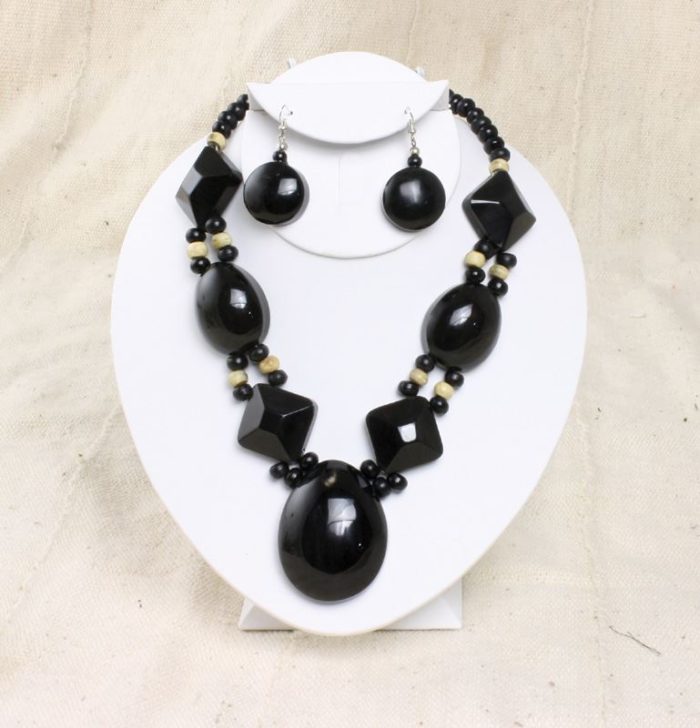 Obsidian Bone African Necklace