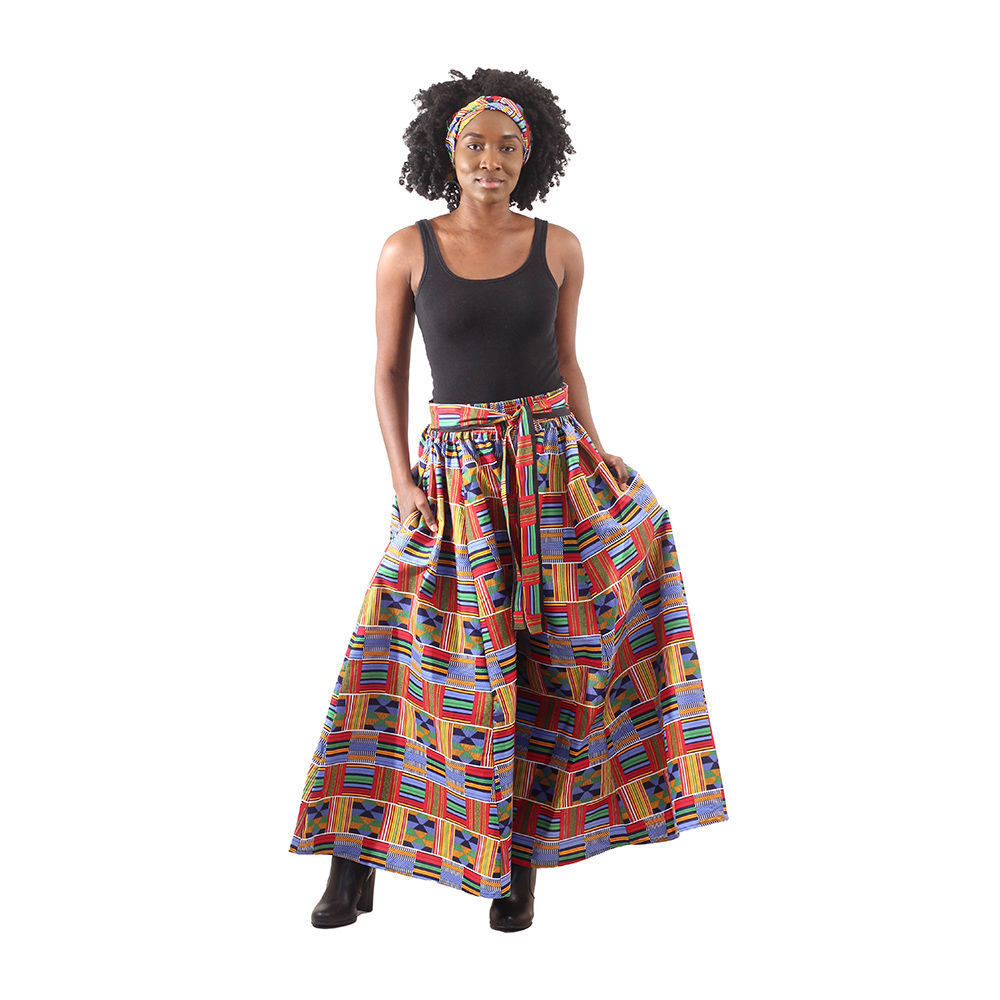 Red/Blue Kente Palazzo Pants - Rema Collections
